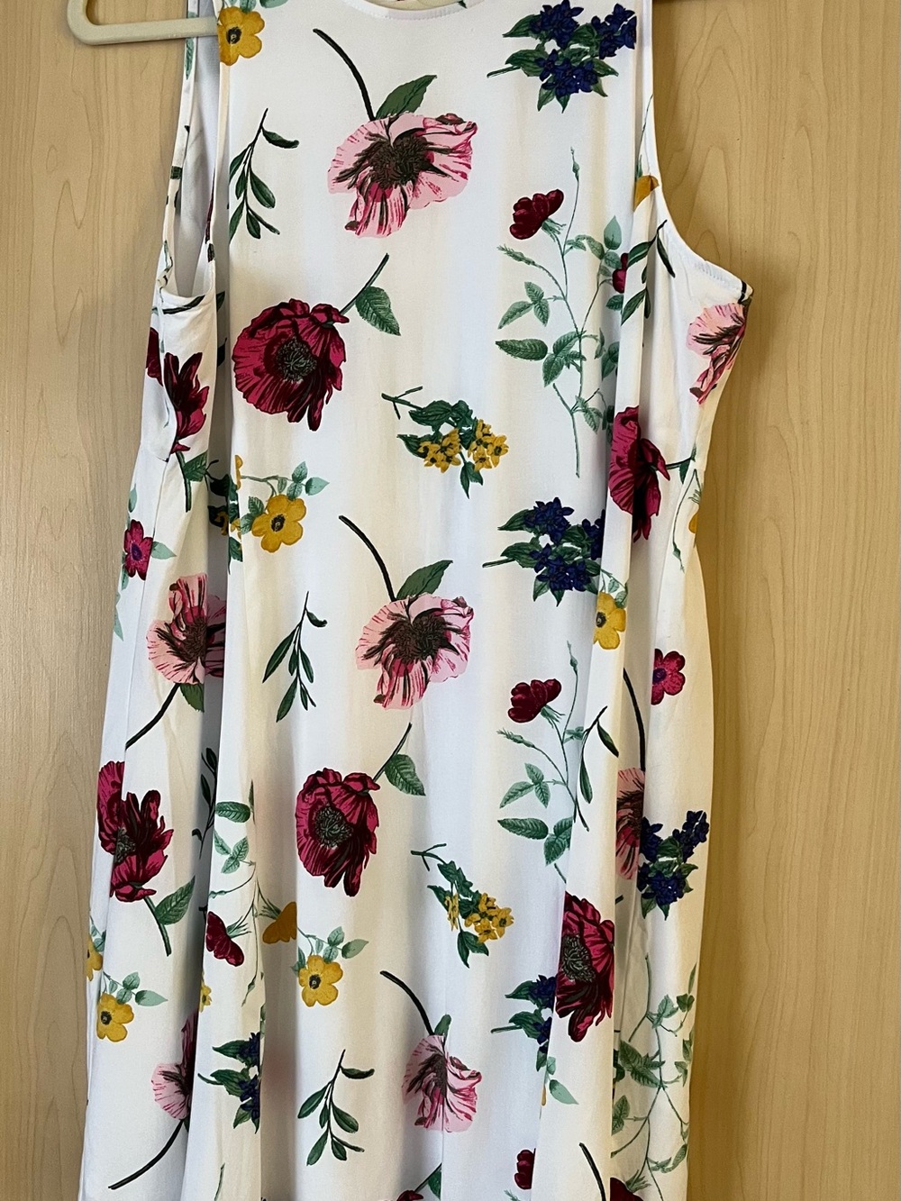 Old Navy White Floral Sleeveless Mini Dress with Pink & Burgundy Blooms